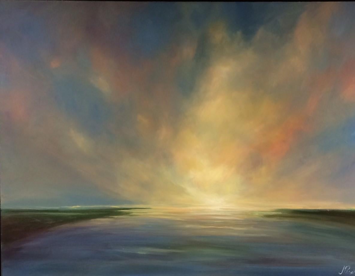 Sense of Being, original 30x40 contemporary marine landscape – Painting von Joanne Parent