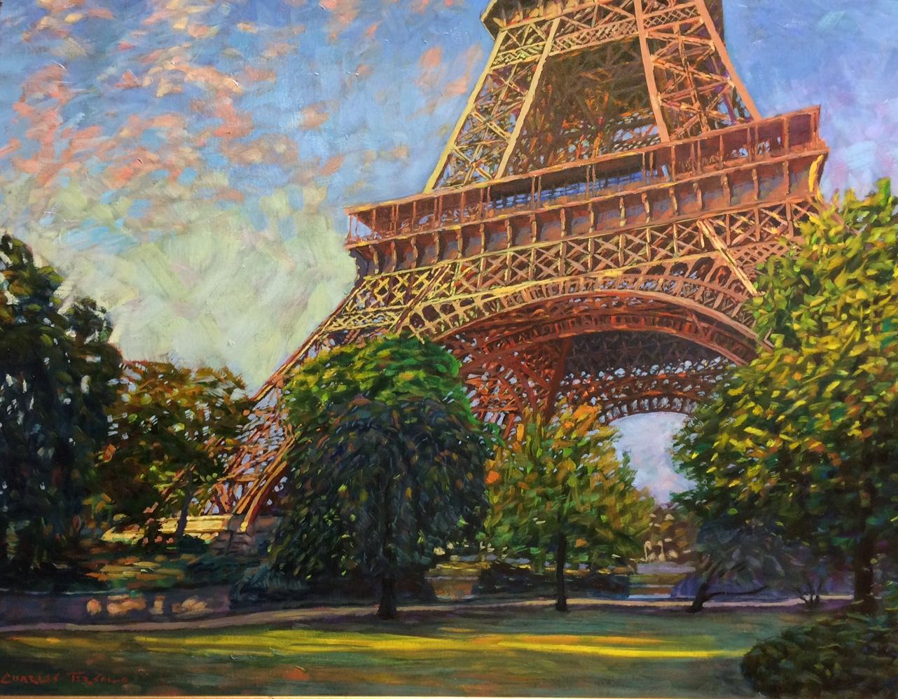 Eiffel Sun, Paris, original expressionistic landscape - Painting by Charles Tersolo