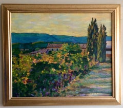 Vineyard and Farmhouse, Provence, original French impressionist landscape