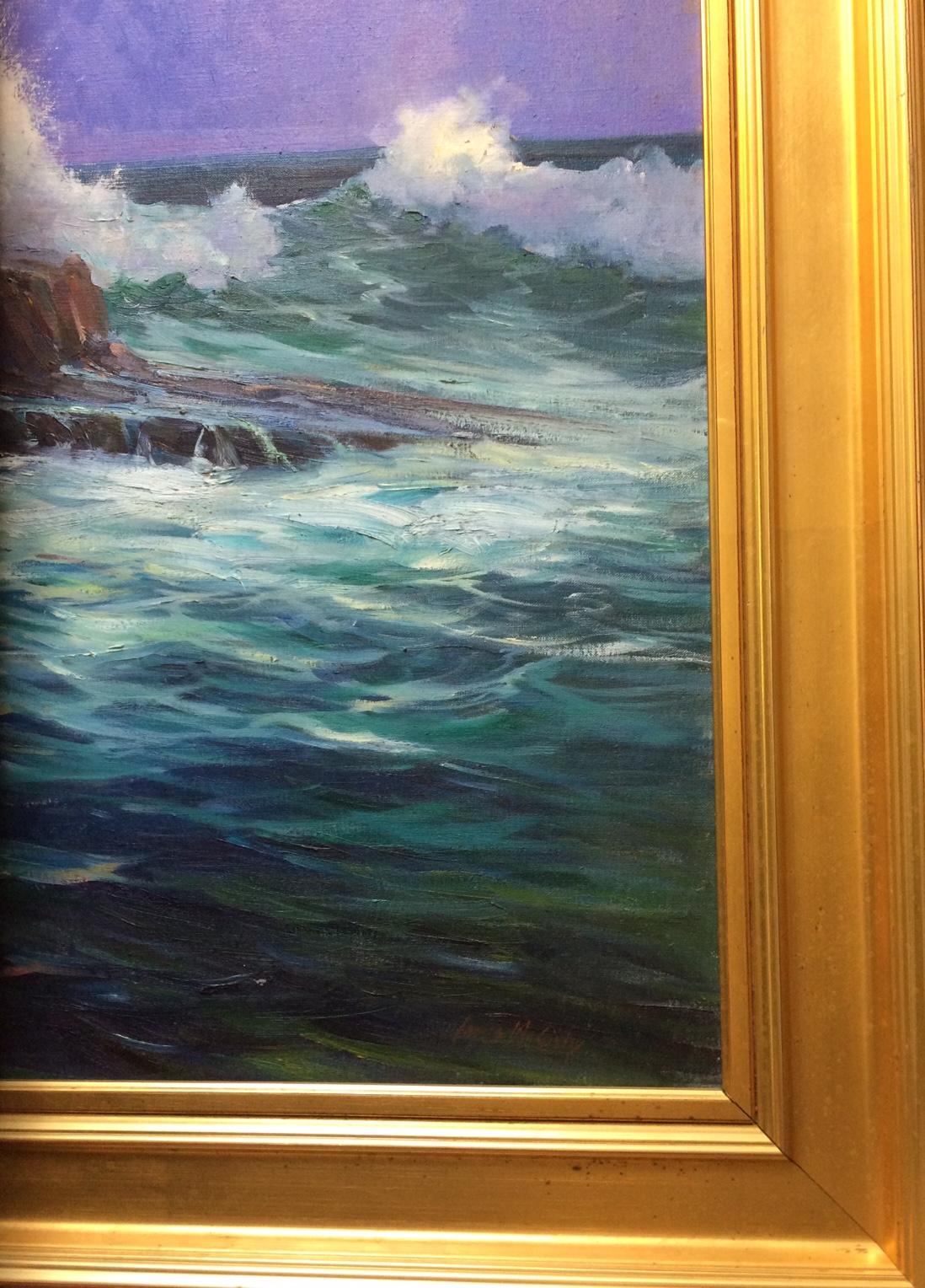 Along the Maine Coast, original 30x34 impressionist  marine landscape - Impressionist Painting by James McGinley