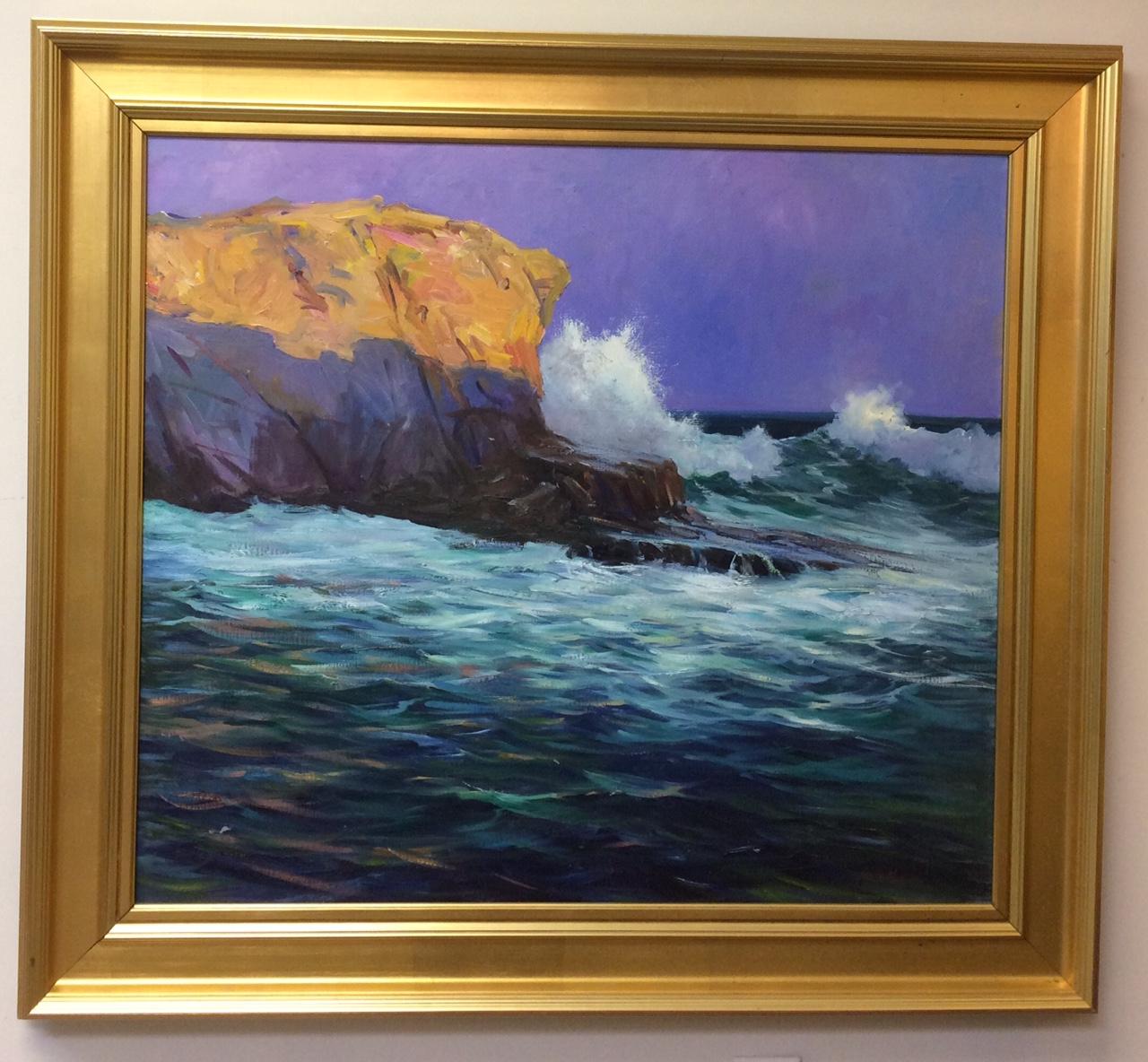 Along the Maine Coast, original 30x34 impressionist  marine landscape