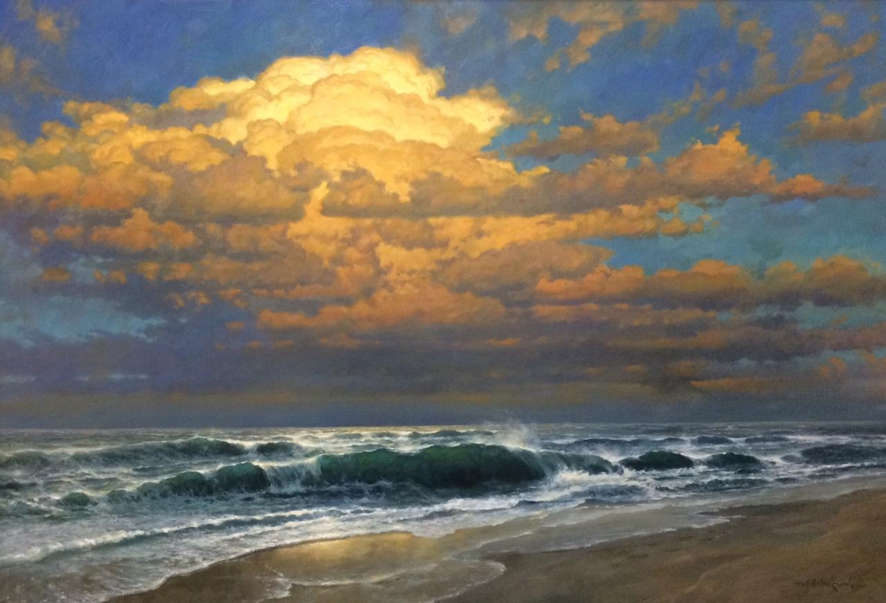 Endless Sea,  original 31X44 realistic landscape  - Painting by David F. Henderson