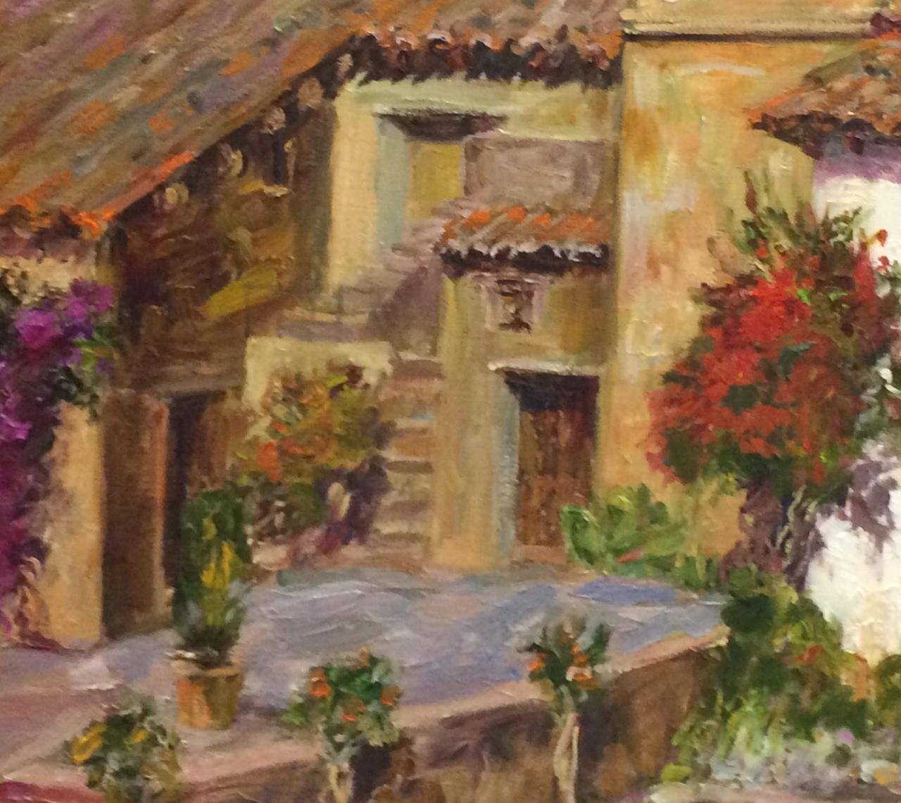 Die Mission in Carmel,  Kalifornien, Original-Impressionistische Landschaft  (Braun), Landscape Painting, von Doreen Tighe