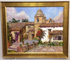 The Mission at Carmel,  California, original impressionist landscape 