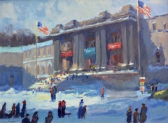 The MET, Winter Morning, New York City, original impressionist landscape