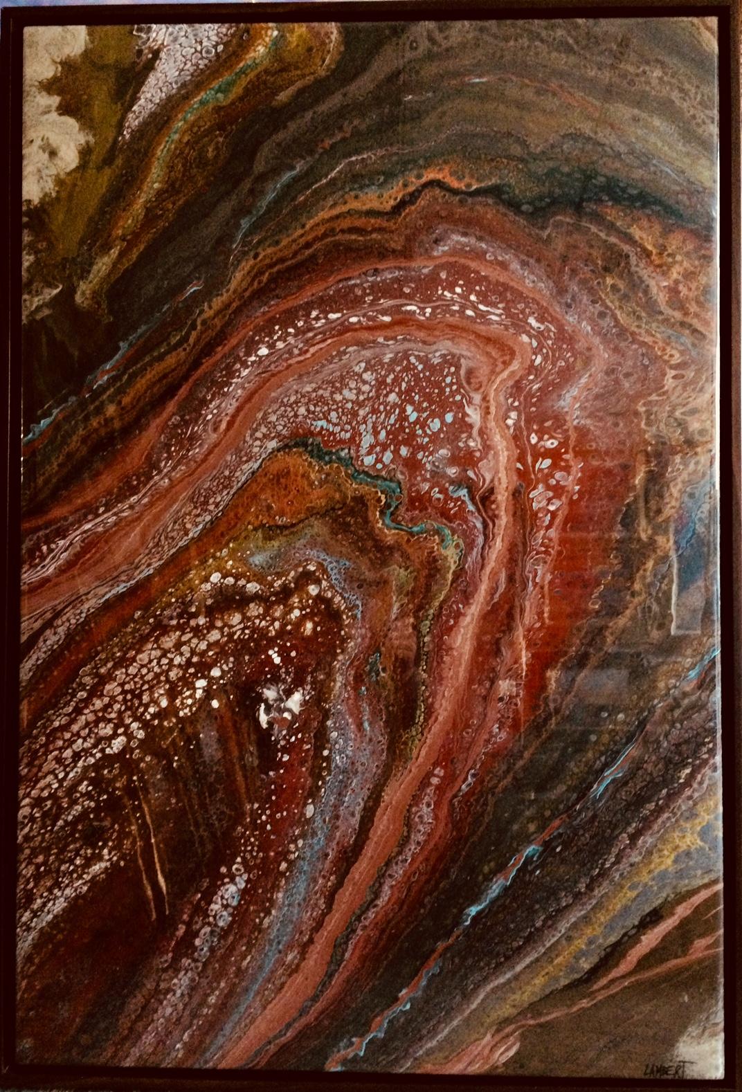 Mineral Matter, original 36x24 abstract expressionist resin mixed media painting - Mixed Media Art by Tina Louise Lambert