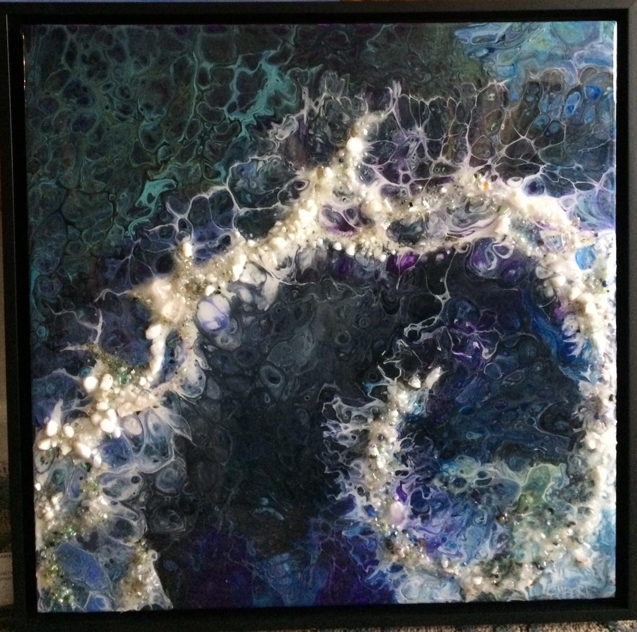 Tina Louise Lambert Abstract Painting - Waves of Emotion, original 20x20 abstract expressionist epoxy resin painting