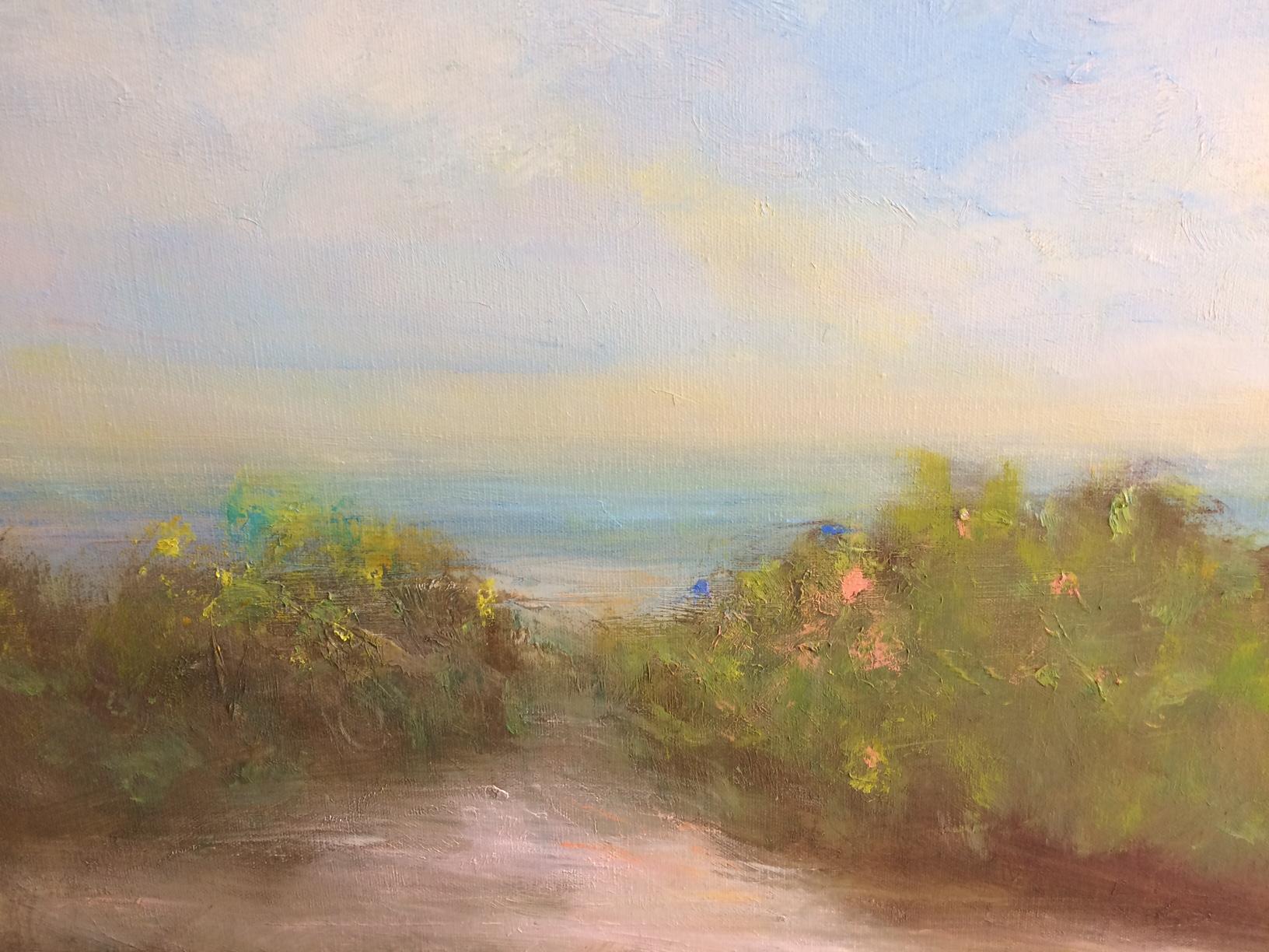 Path to the Sea, original 30x40 contemporary landscape - Painting by Karen Ponelli