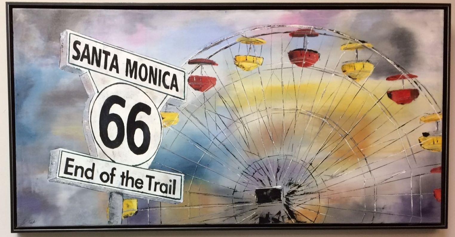 End of the Trail, Santa Monica, original 24x48 pop art expressionist landscape - Painting by Jim Twerell