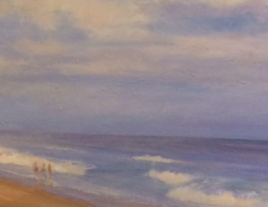 A Walk on the Beach, original 30x40 contemporary landscape - Gray Figurative Painting by James McGinley