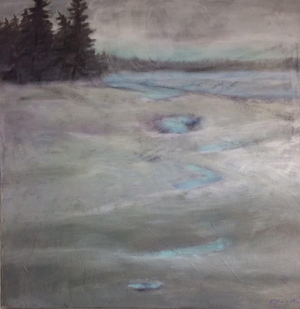  Cove,  original 40x40 mixed media abstract contemporary landscape - Mixed Media Art by Donna M. Grande