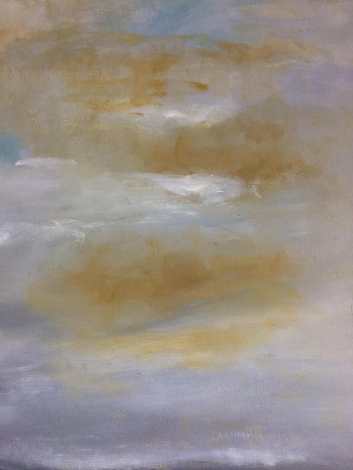 Silver Lining, original 40x48 abstract contemporary landscape - Painting by Donna M. Grande