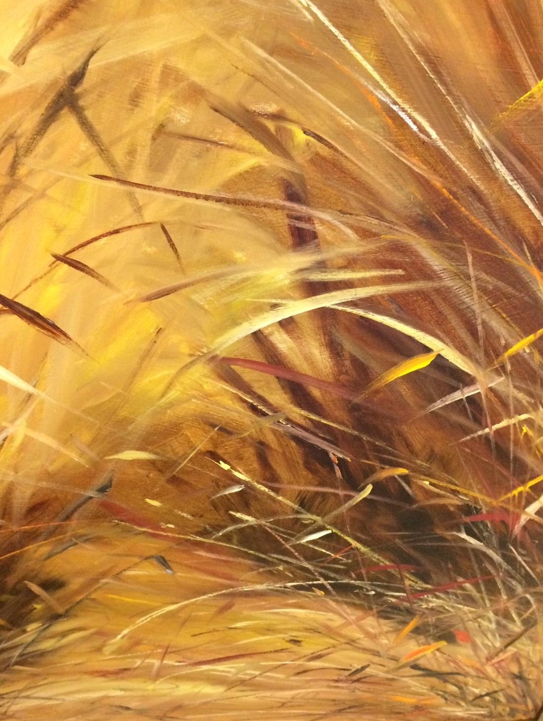 Grain in Fall, original 36x36 contemporary landscape - Brown Landscape Painting by James McGinley