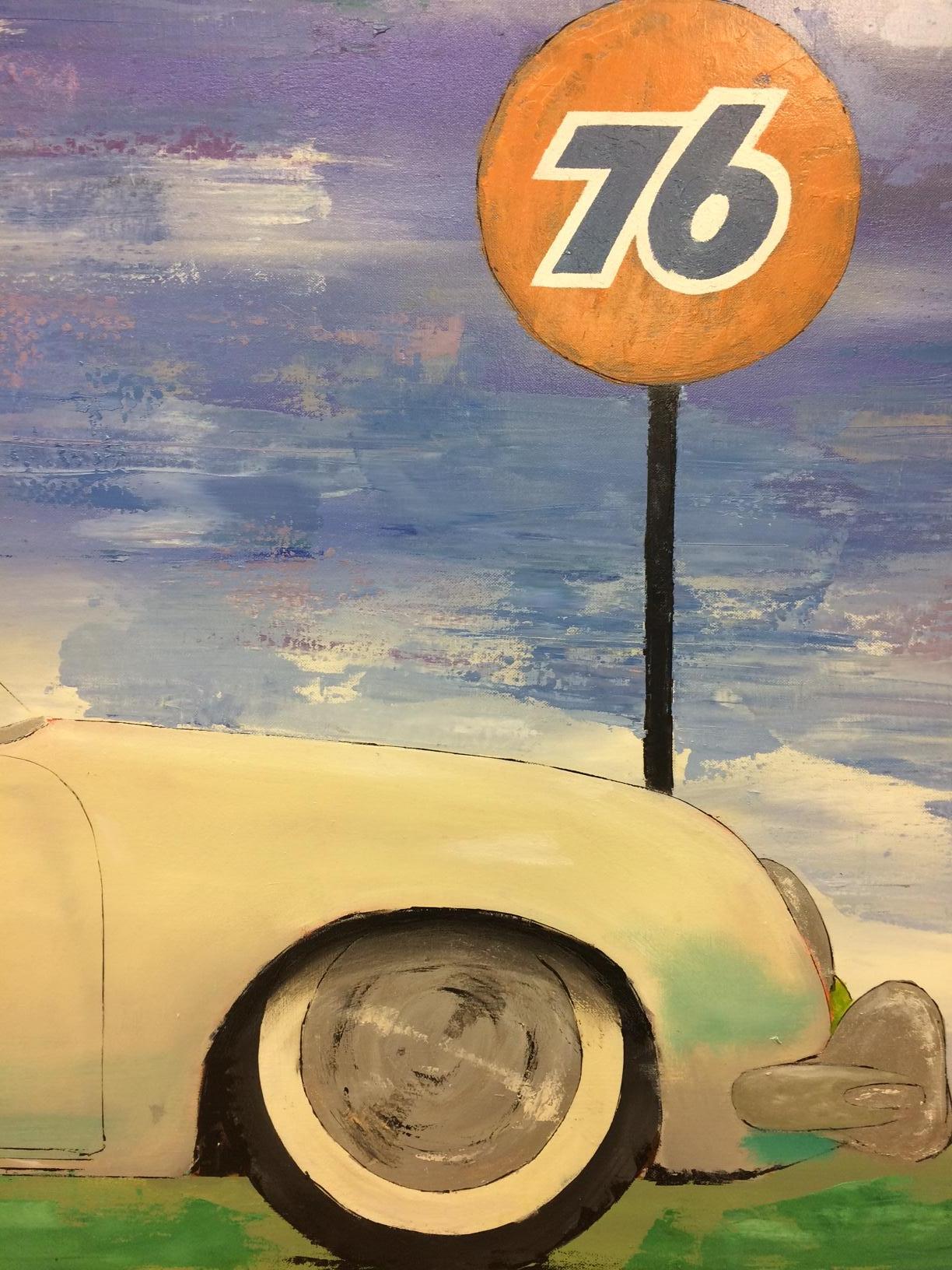 356 at 76 original 36x36 pop art contemporary landscape oil painting - Painting by Jim Twerell