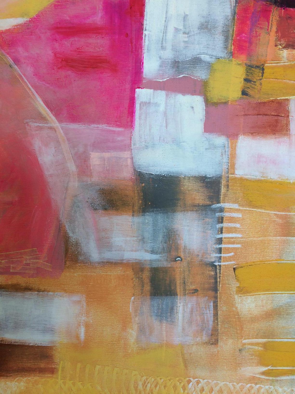 Increasing Density, original 40x40 abstract oil painting with cold wax - Abstract Mixed Media Art by Anne Bedrick