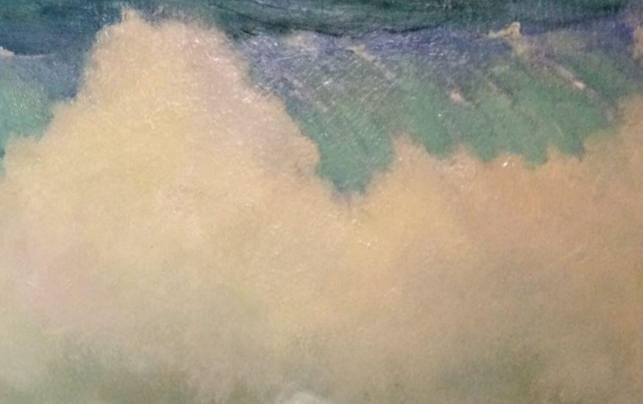 Maine Surf, original 32X38 impressionist marine landscape - Impressionist Painting by James McGinley