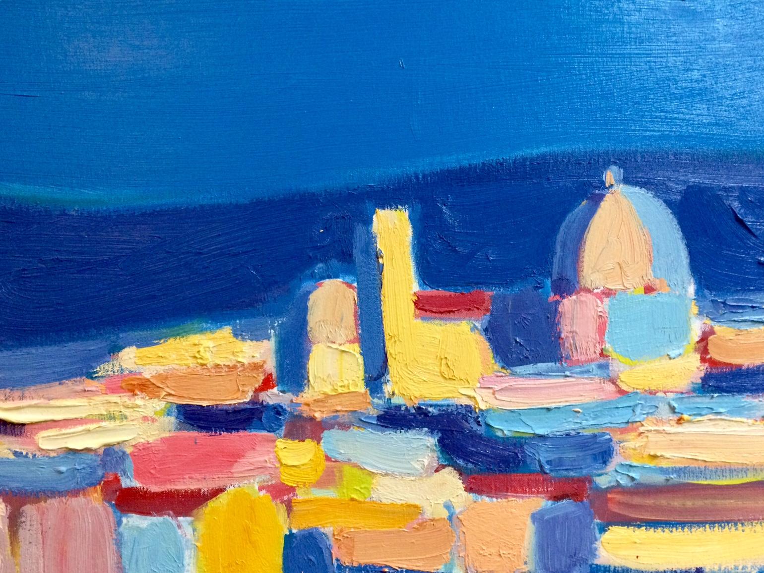Cityscape, Florence, original 24x36 abstract contemporary Italian landscape - Painting by Armine Bozhko