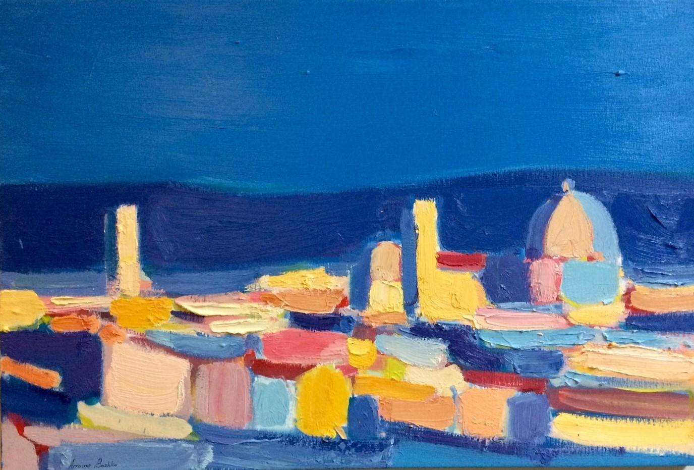 Armine Bozhko Abstract Painting - Cityscape, Florence, original 24x36 abstract contemporary Italian landscape
