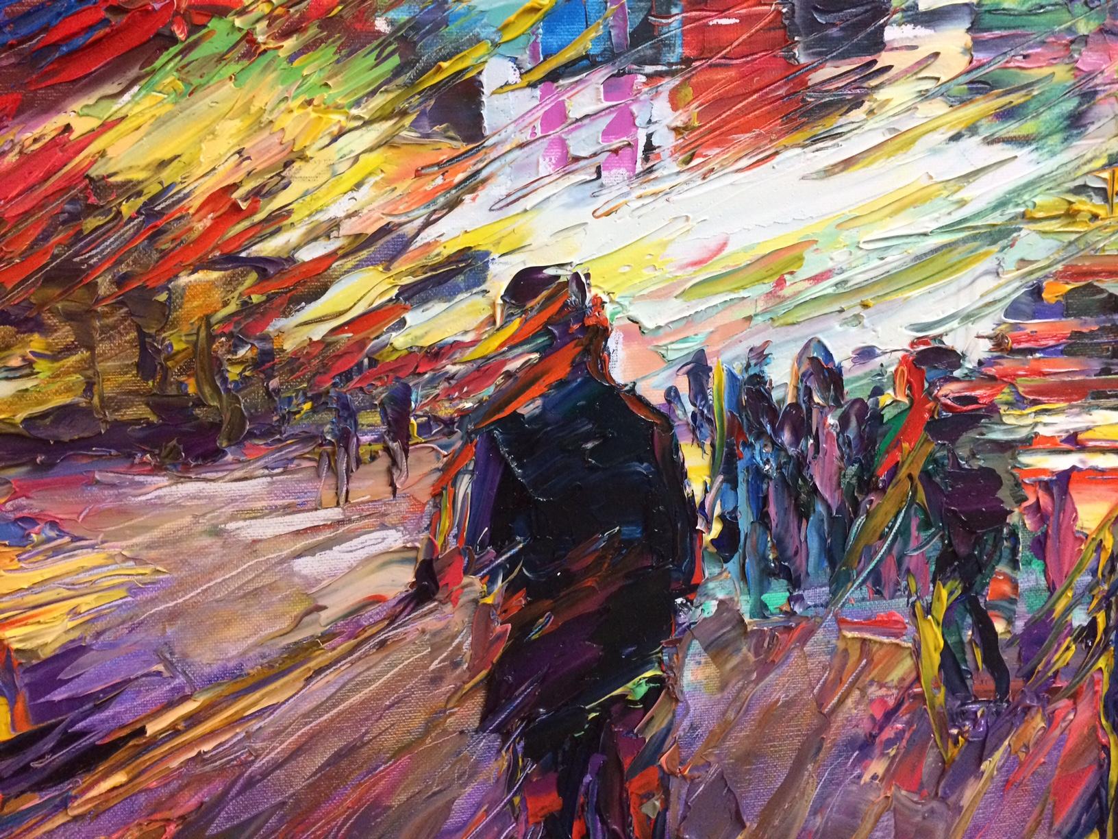 Urban Rhythms, original contemporary impressionist  NYC landscape - Painting by Serge Ovcaruk