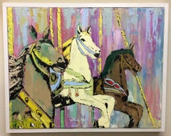 Asbury Park Carousel Horses,  original pop art landscape