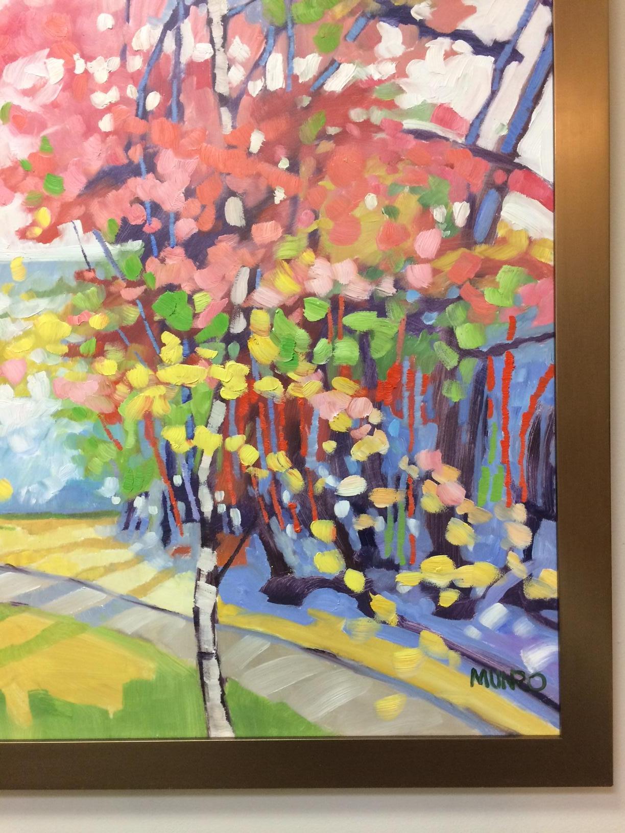 Lake Walk, original 36x36 abstract expressionist landscape - Abstract Expressionist Painting by Judy Munro