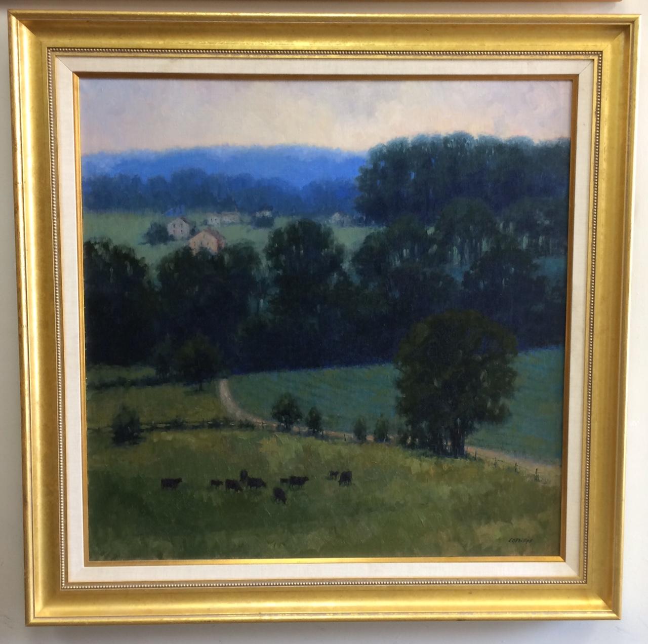 Elise N. Phillips Landscape Painting - Twilight, original 36x36 impressionist landscape