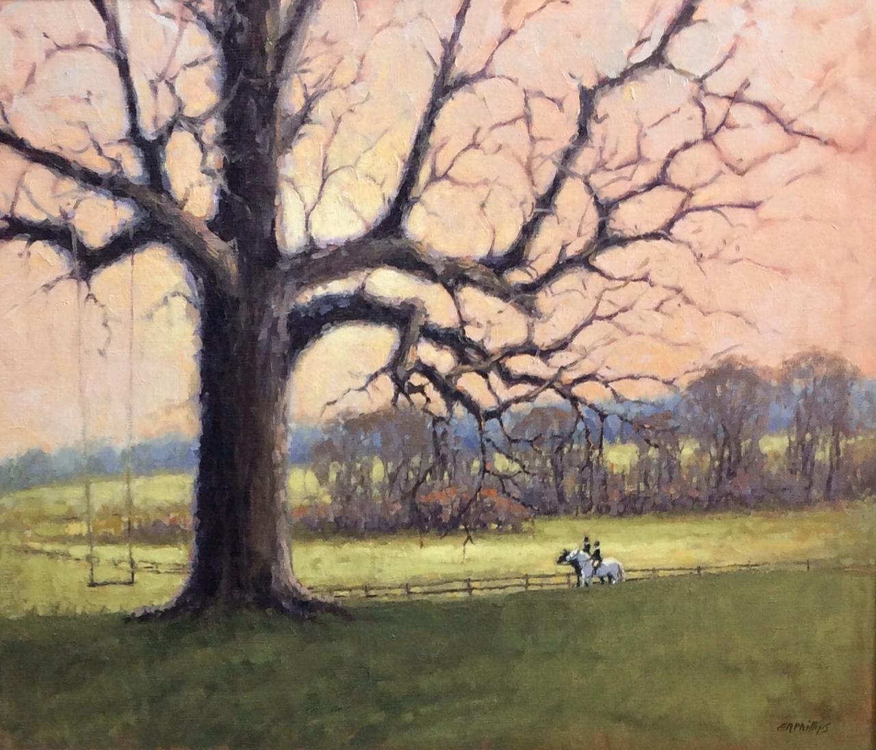 Morning Ride, original equestrian landscape - Painting by Elise N. Phillips