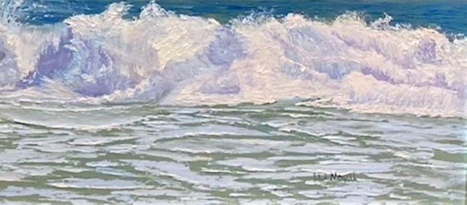 Untamed, original 12x36 seascape - American Impressionist Painting by Lea Novak