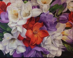 Freesia, original contemporary photorealist floral landscape