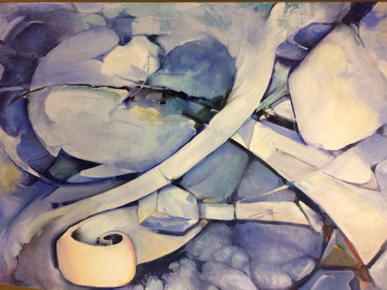 Kirk Larsen - New and Blue, original 30x40 abstract oil painting For