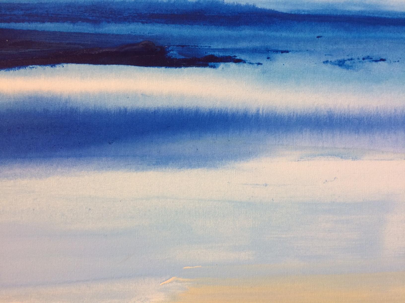 Sky Marine Titanium Pearl, dipinto acrilico astratto originale 48x72 - Painting di Erik Skoldberg