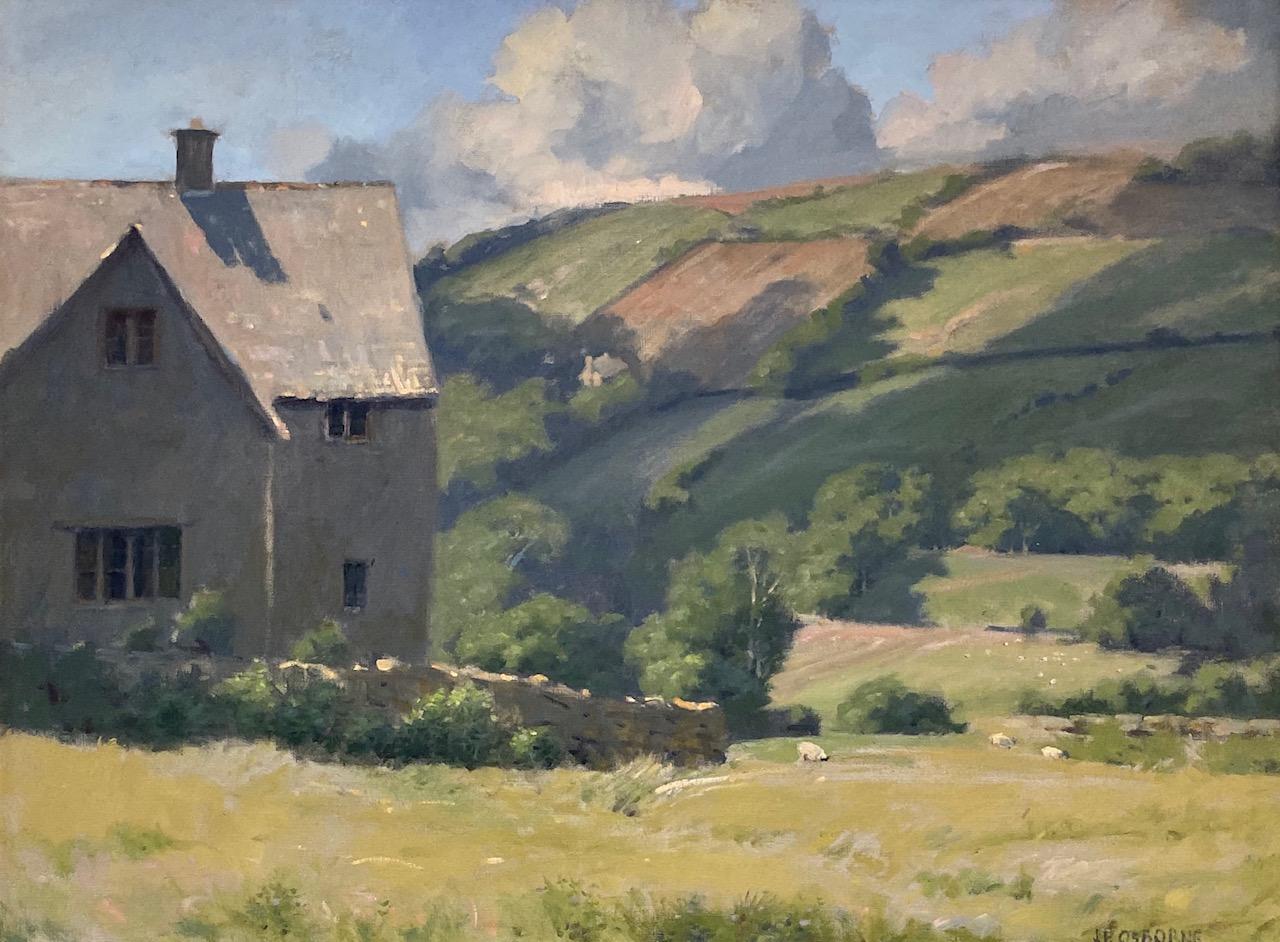 Snows Hills Cotwolds, 30x40 original impressionist landscape of England - Painting by John Phillip Osborne
