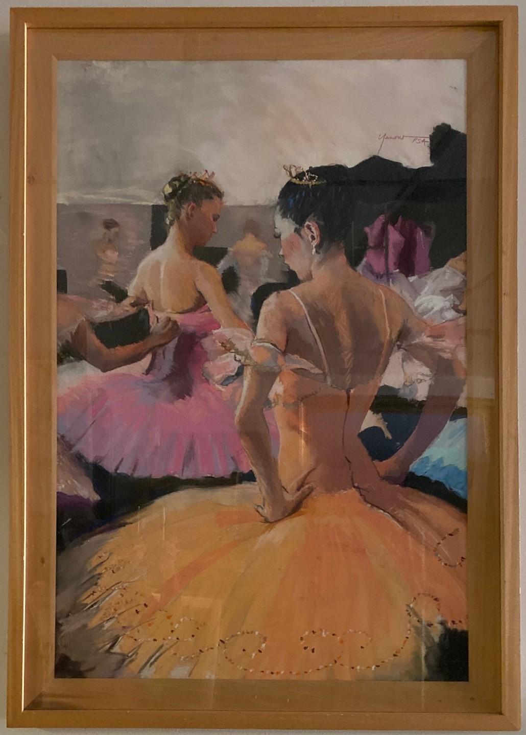 Rhoda Yanow Figurative Painting - Dancers Dressing Room original 36x24 figurative French Impressionism pastel  