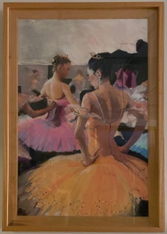 Dancers Dressing Room original 36x24 figurative French Impressionism pastel  