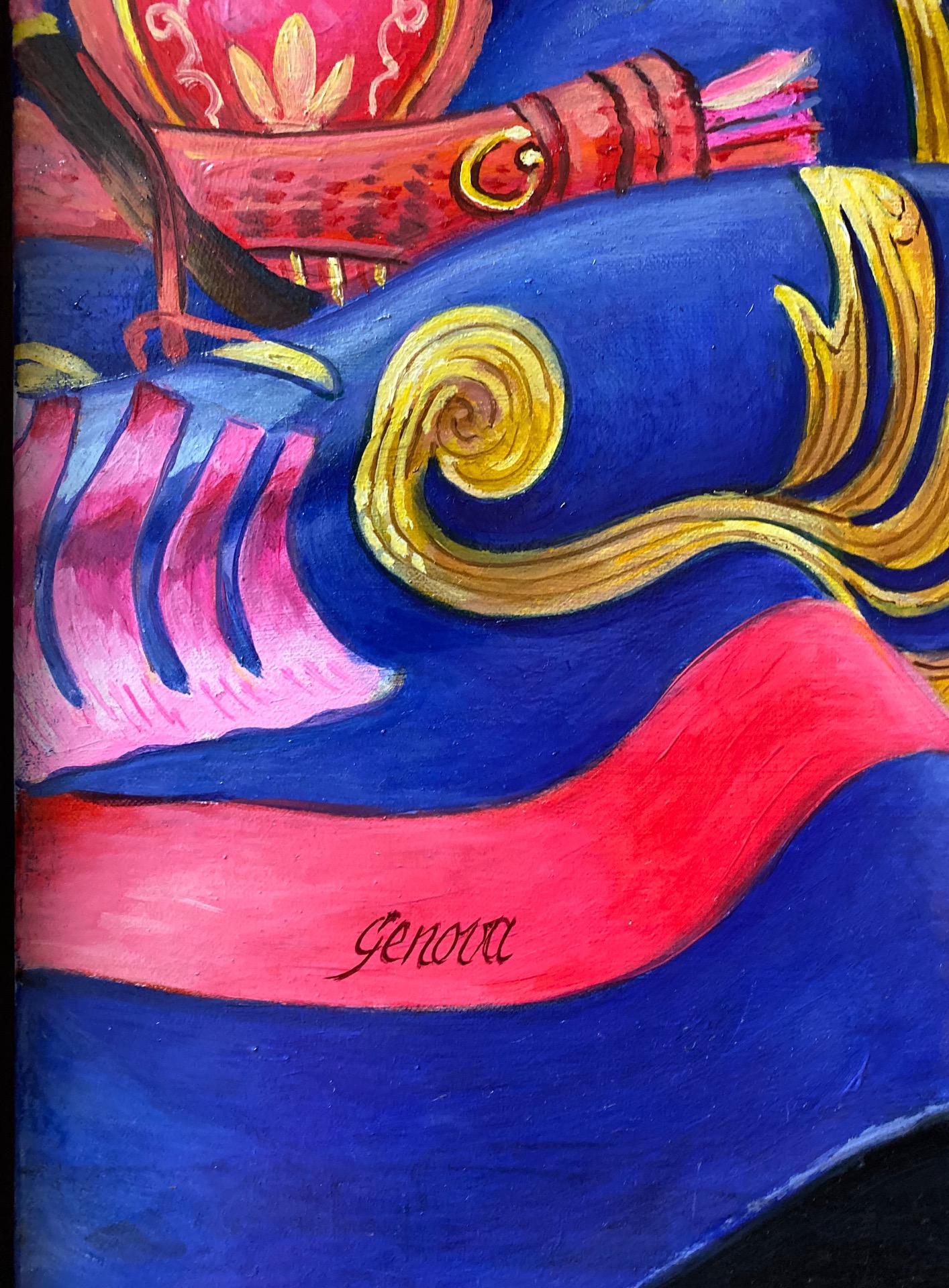 Soft to the Touch, original contemporary oil painting - Purple Interior Painting by Joseph Genova