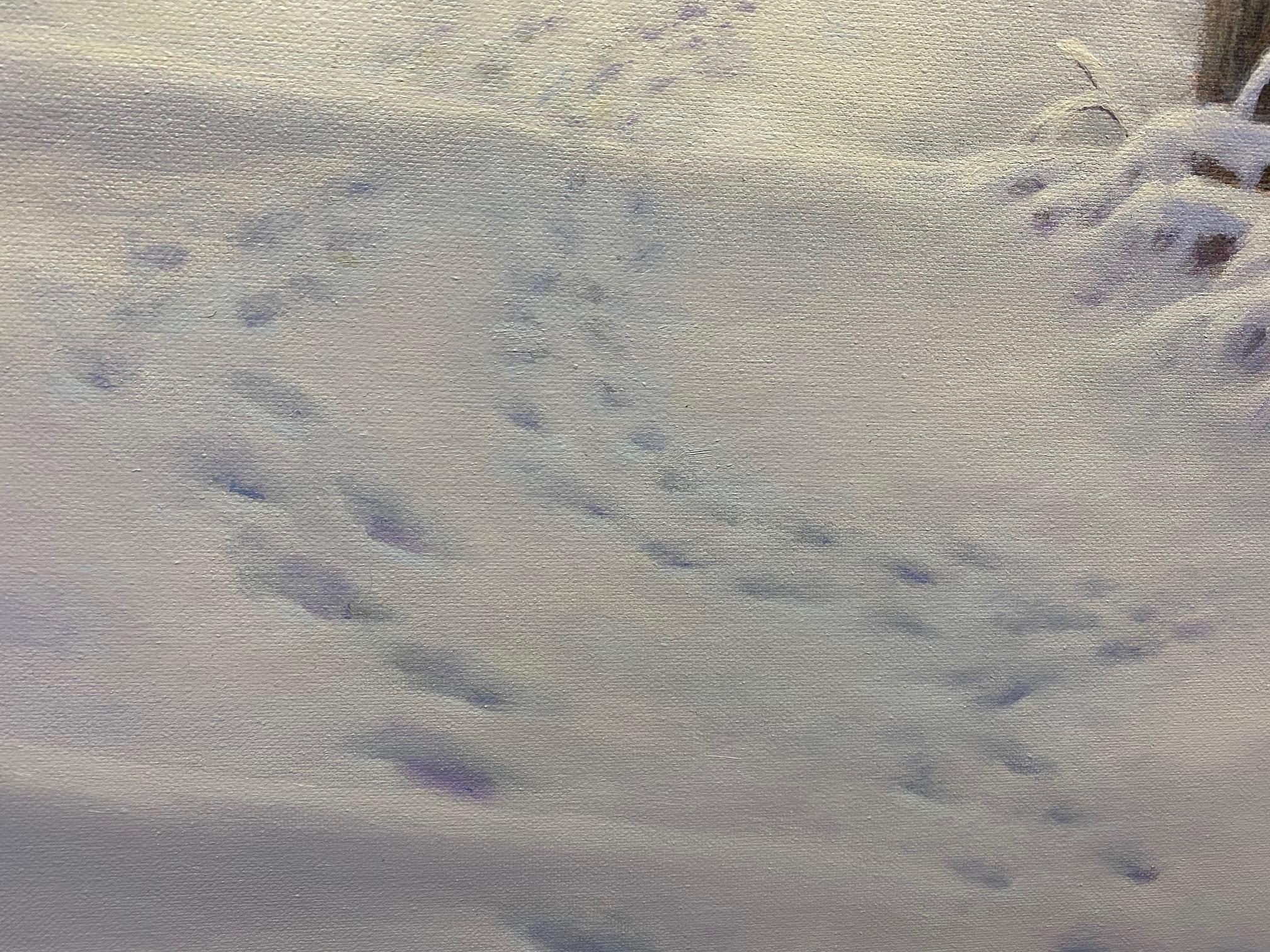 Winter Woods original  30x40 realistic winter landscape - Gray Figurative Painting by Barry DeBaun