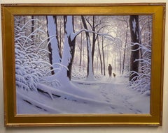 Winter Woods original  30x40 realistic winter landscape