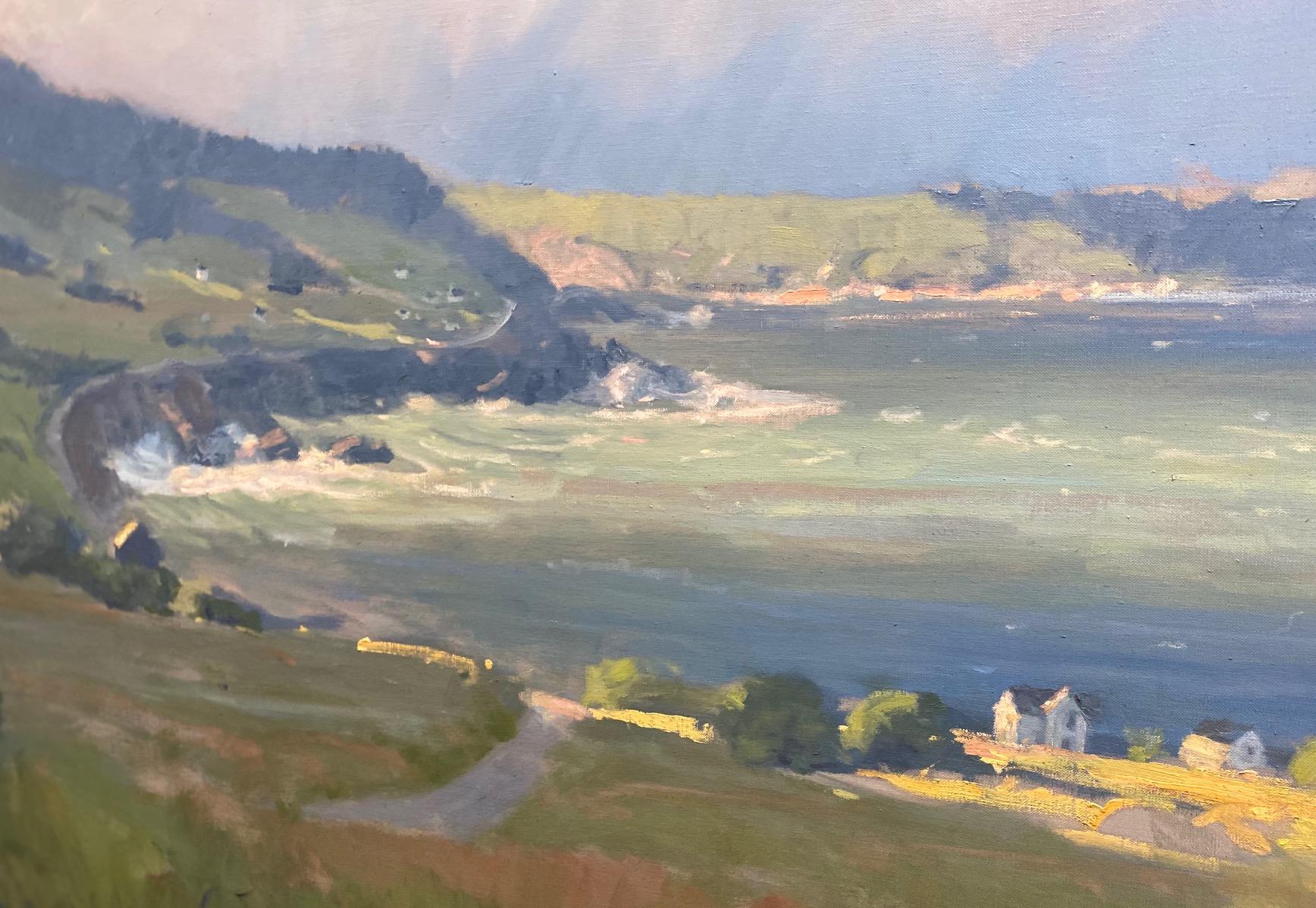 Along the Cabot Trail, original 40x60 impressionist landscape - Gray Landscape Painting by John Phillip Osborne