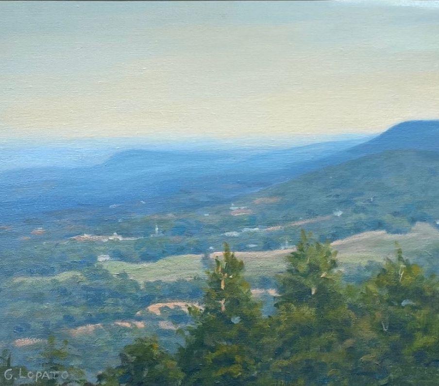 Early Morning Highpoint, original impressionist landscape - Painting by Gerald Lopato