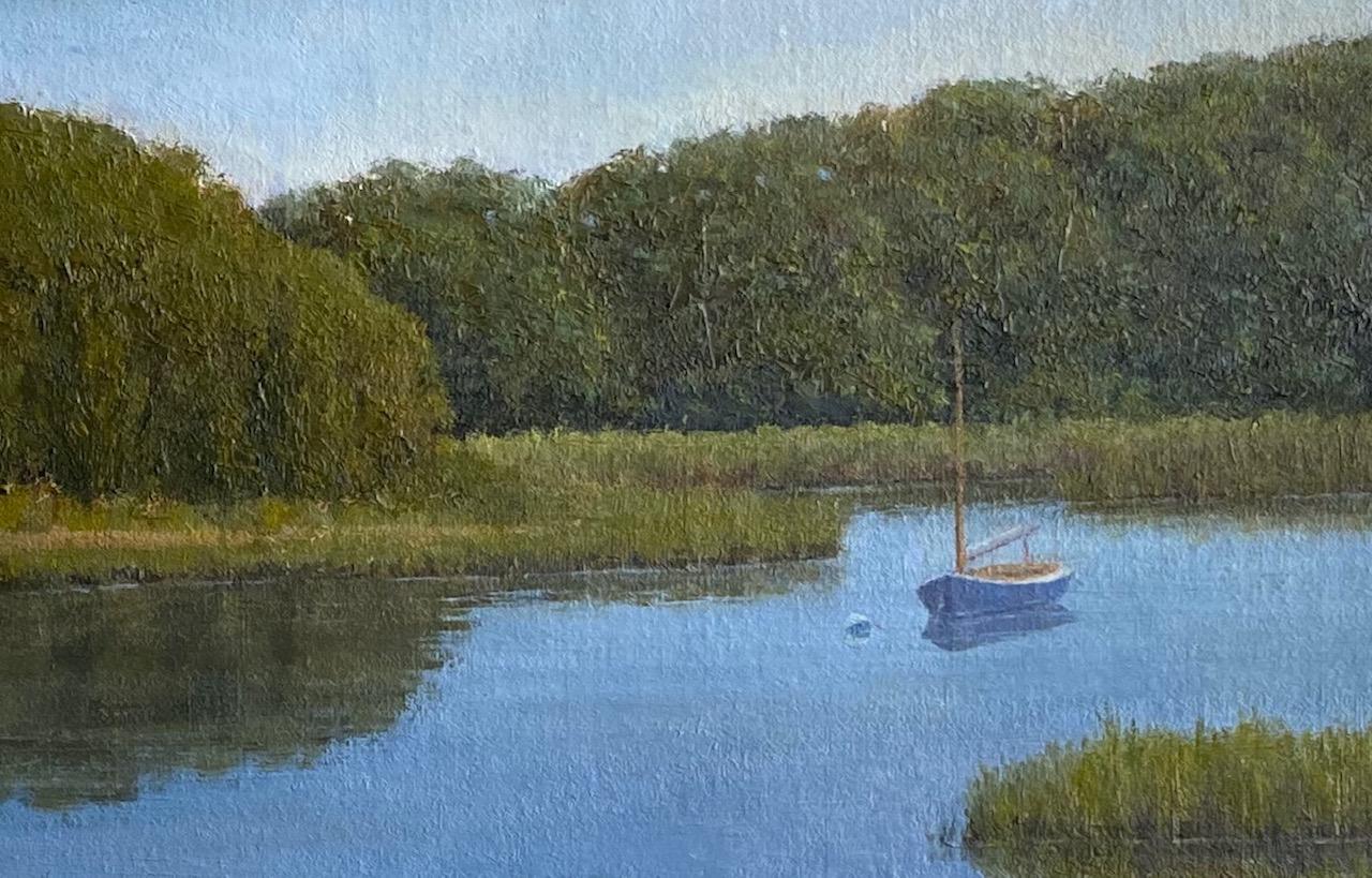 Resting Quietly, original impressionist marine landscape - Impressionist Painting by Stephen Knight