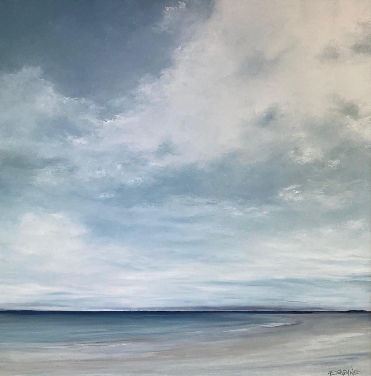 Seascape 79-AL, original 48x48 contemporary marine landscape - Painting by Elizabeth Sabine