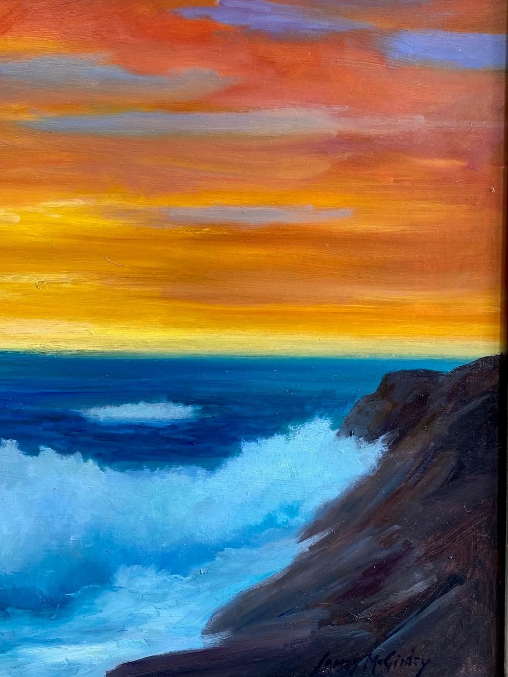Sunrise on the Atlantic, original 24x30 impressionist marine landscape - Impressionist Painting by James McGinley
