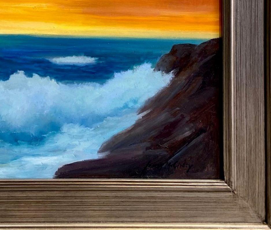 Sunrise on the Atlantic, original 24x30 impressionist marine landscape - Black Landscape Painting by James McGinley