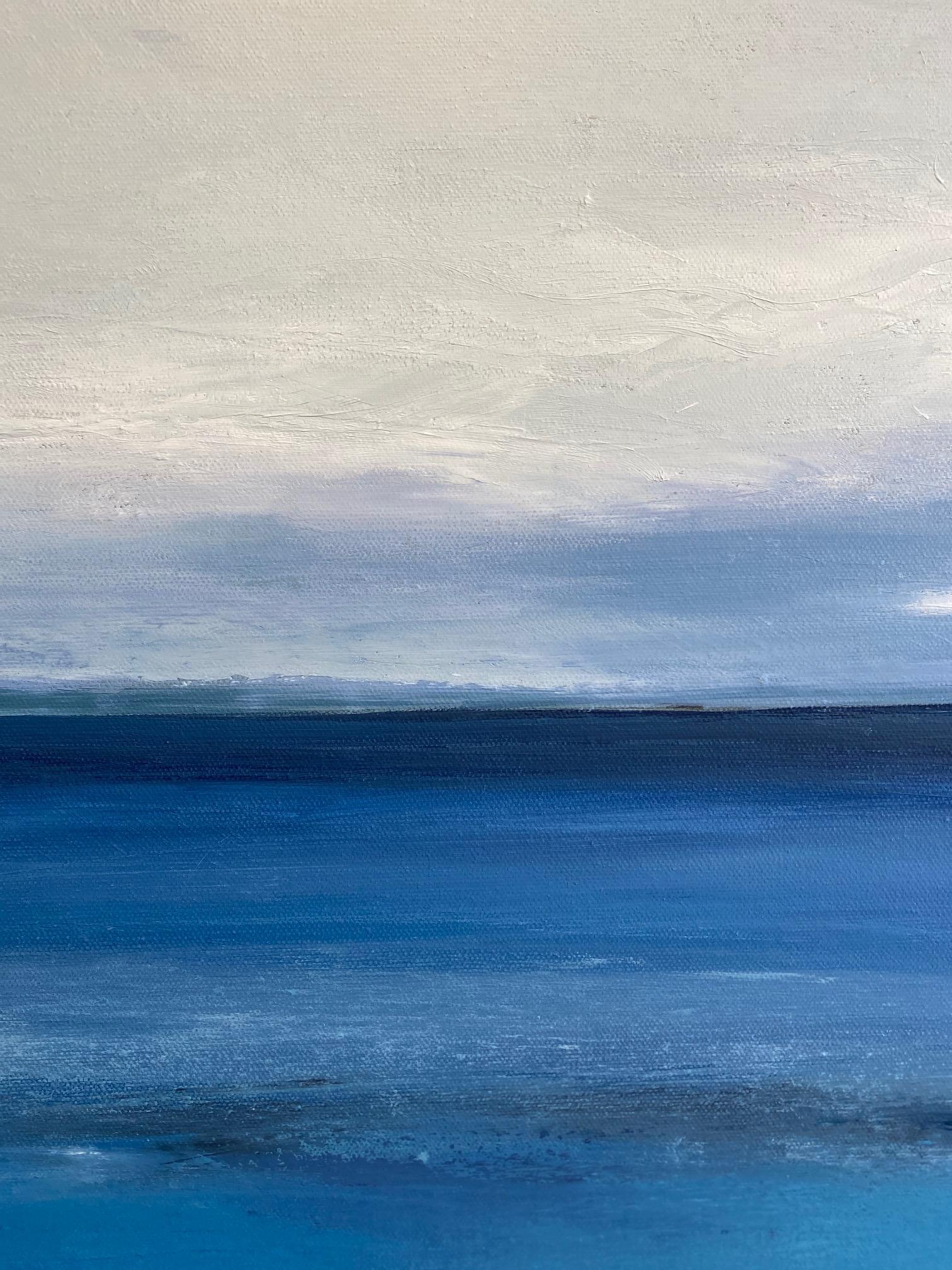 Birds Eye Deep Blue No. 500 original 48x48 abstract marine landscape - Abstract Painting by Elizabeth Sabine