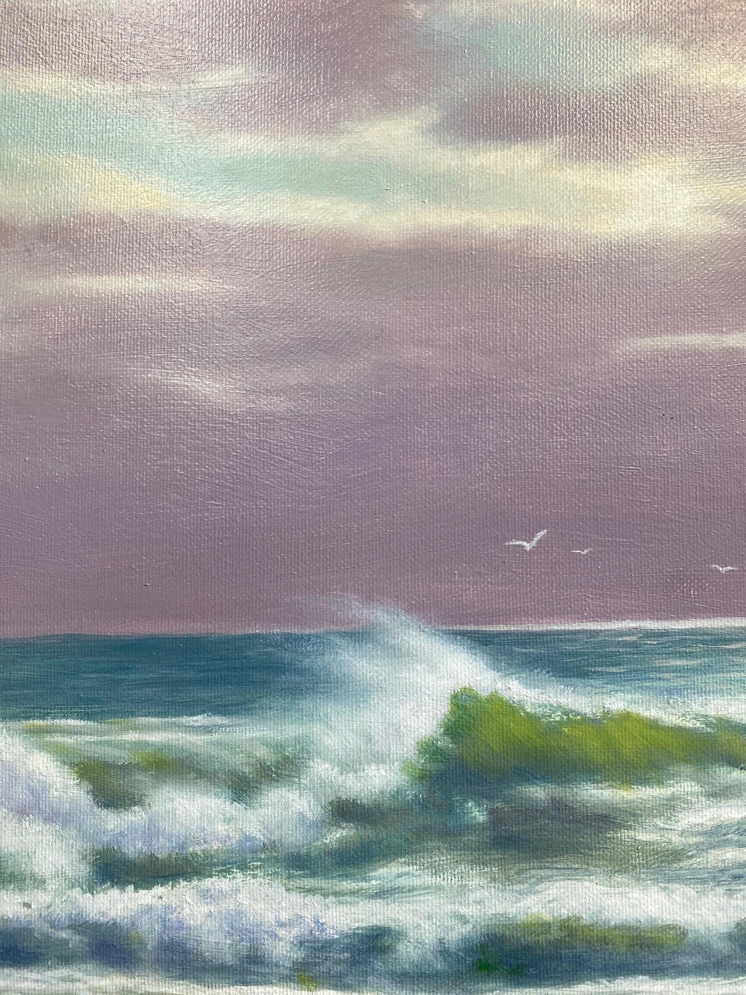 The Breakers, original 18x24 impressionist marine landscape - Impressionist Painting by Barry DeBaun