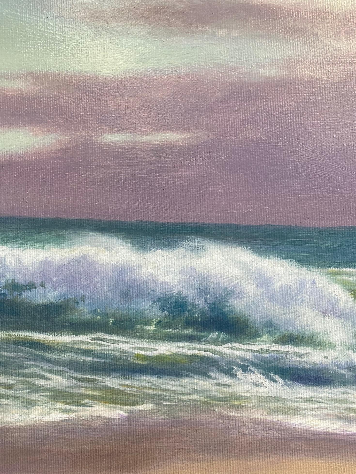 The Breakers, original 18x24 impressionist marine landscape - Brown Landscape Painting by Barry DeBaun