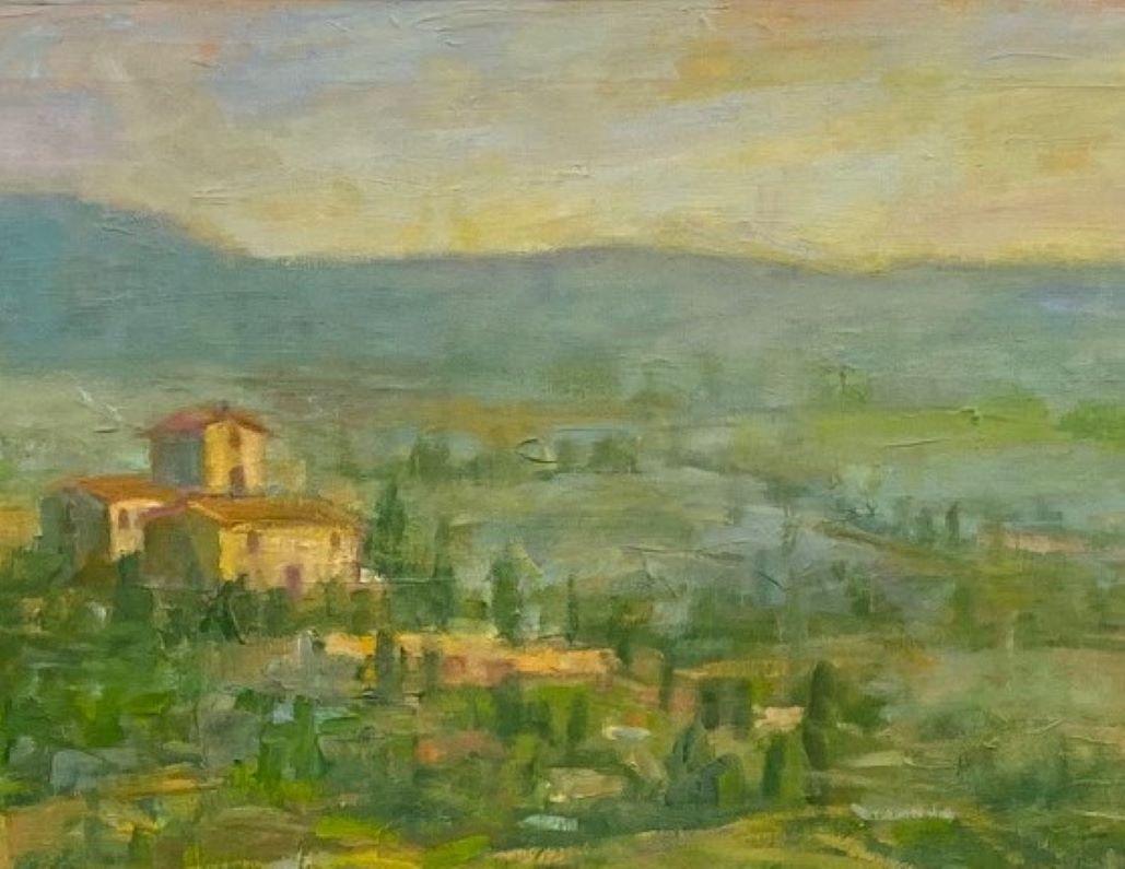 The Tuscan Hills, original 30x40 impressionist Italian landscape - Brown Landscape Painting by Barry DeCeglie