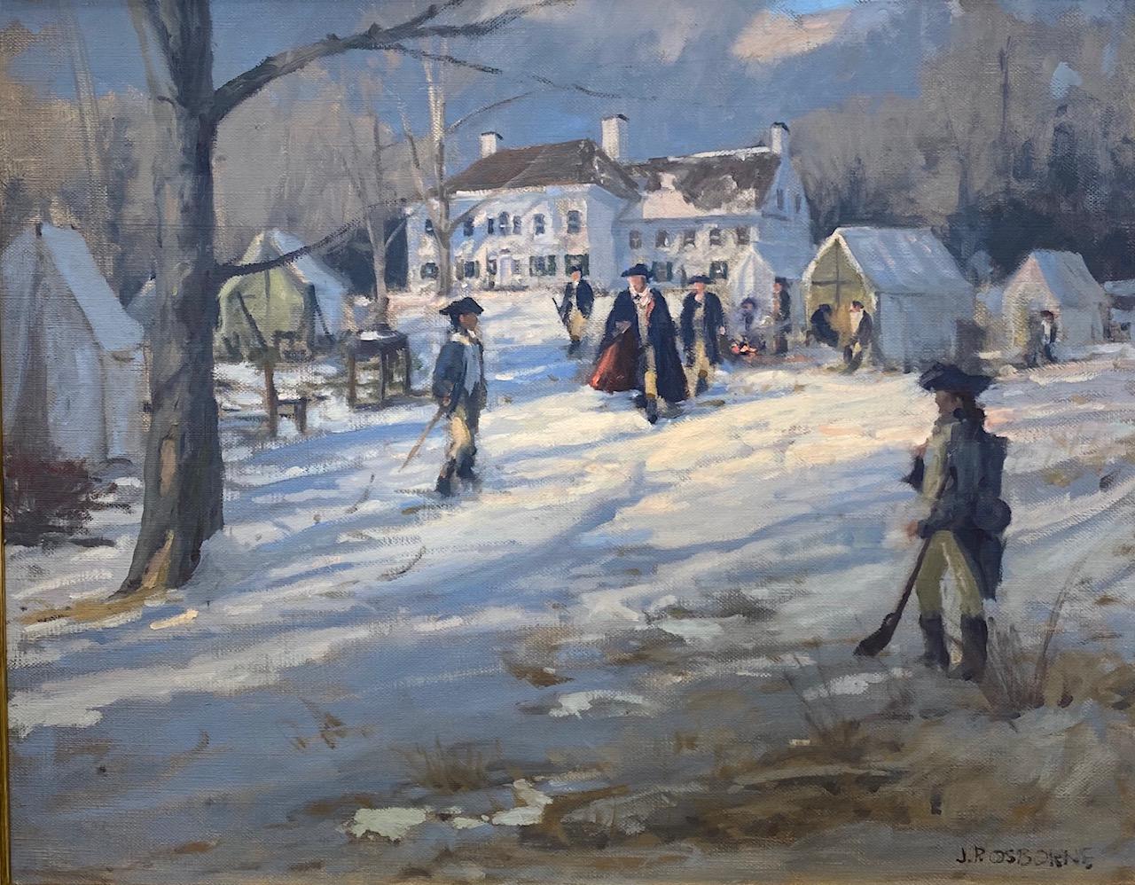 Ford Mansion at Morristown 1777, original 24x30 historic impressionist landscape - Painting by John Phillip Osborne