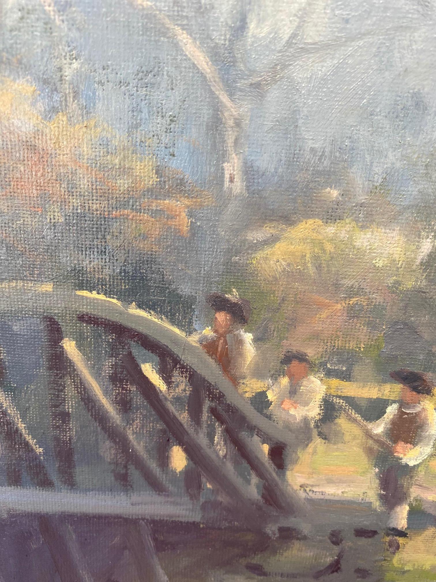 Minutemen,  Shot Heard Round the World historic impressionist landscaape - Impressionist Painting by John Phillip Osborne