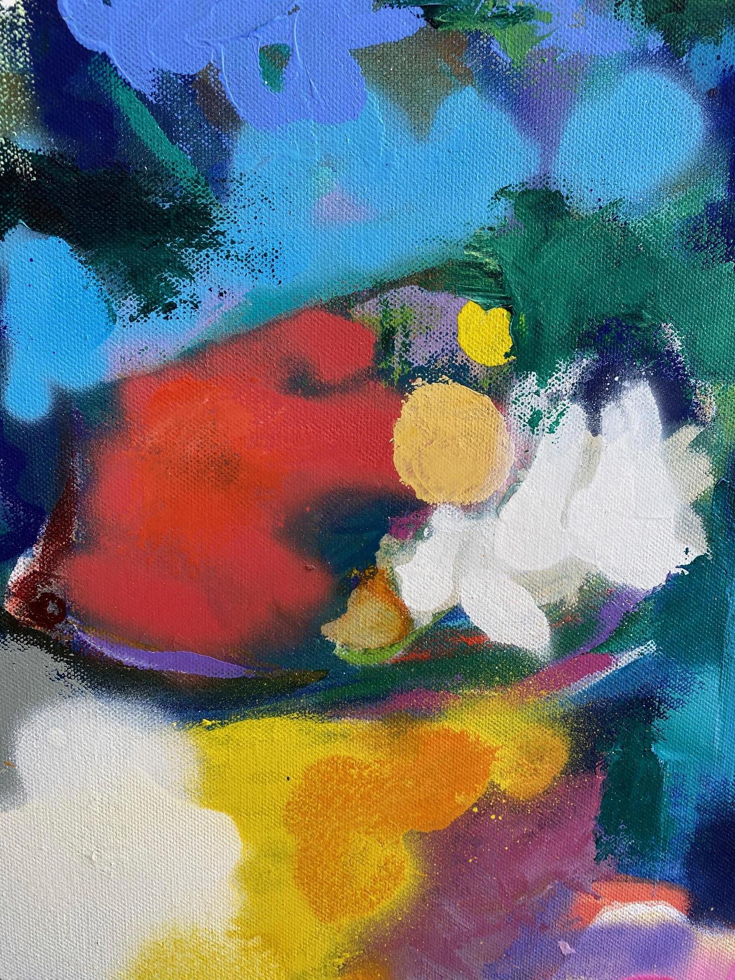 River Walk, original 36x36 abstract expressionist landscape - Abstract Expressionist Painting by Carol Carpenter